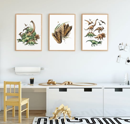 Plakaty do pokoju chłopca, Dinozaury format 40x50cm Wallie Studio Dekoracji