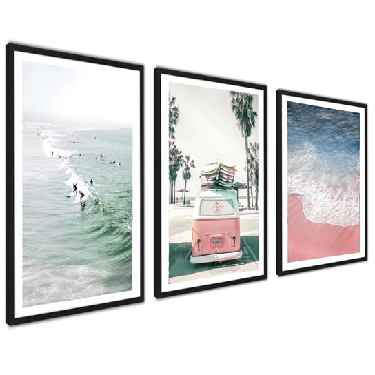 Plakaty Lato na Plaży Palmy Morze Zestaw Obrazków 50x70cm ag.art deco