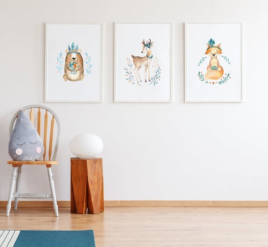 Plakaty Leśne zwierzęta format A4 Wallie Studio Dekoracji