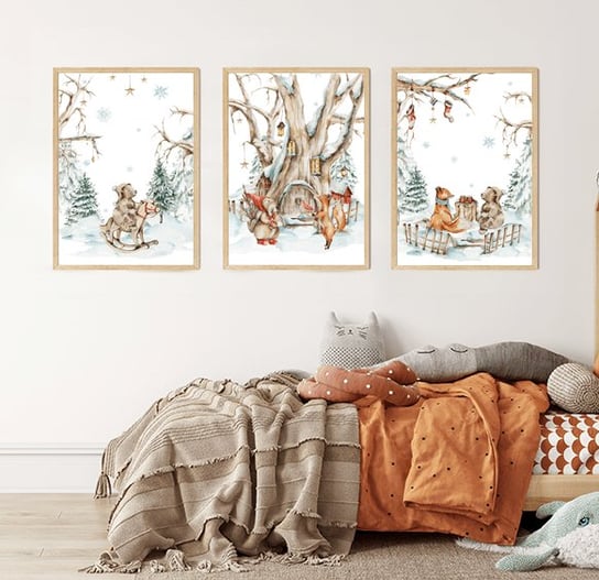 Plakaty ścienne świąteczne, zimowe miś format 40x50cm Wallie Studio Dekoracji