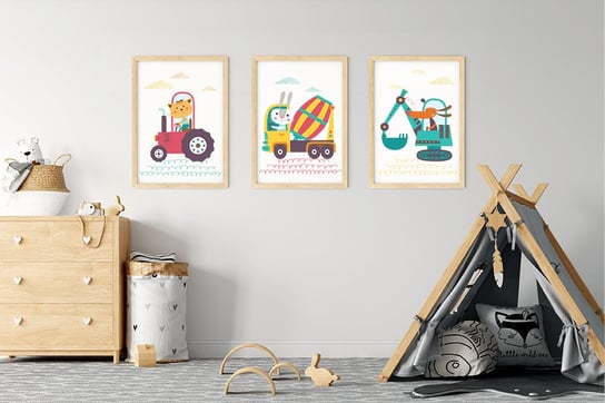 Plakaty ścienne Traktor, Betoniarka, Koparka format A2 Wallie Studio Dekoracji