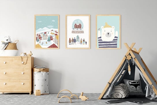 Plakaty ścienne zimowe, świąteczne MIŚ format A3 Wallie Studio Dekoracji