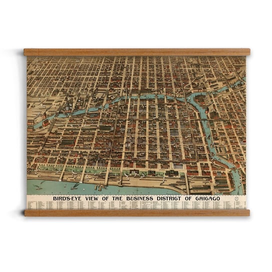 plakaty w ramkach A2 Dzielnica mapa Chicago drewno, ArtprintCave ArtPrintCave