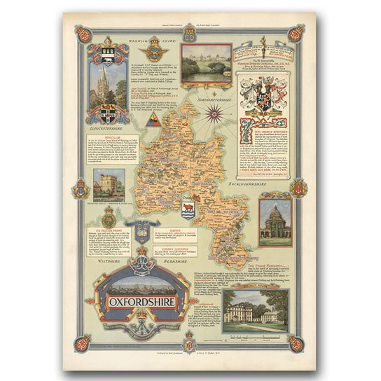 Plakaty w stylu retro Mapa Oxford UK A1 60x85 cm Vintageposteria