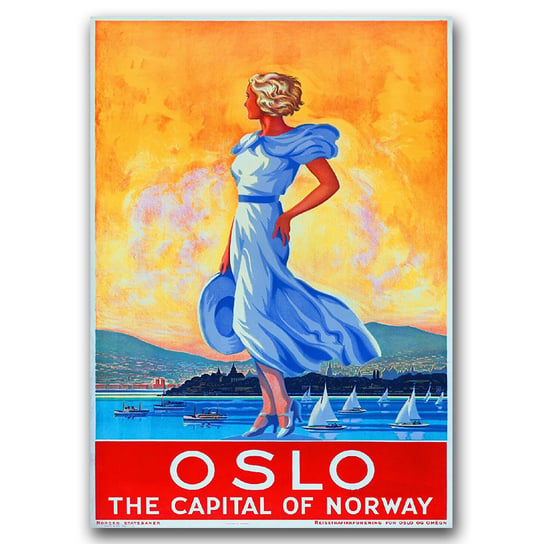 Plakaty w stylu retro Oslo, Norwegia A1 60x85 cm Vintageposteria