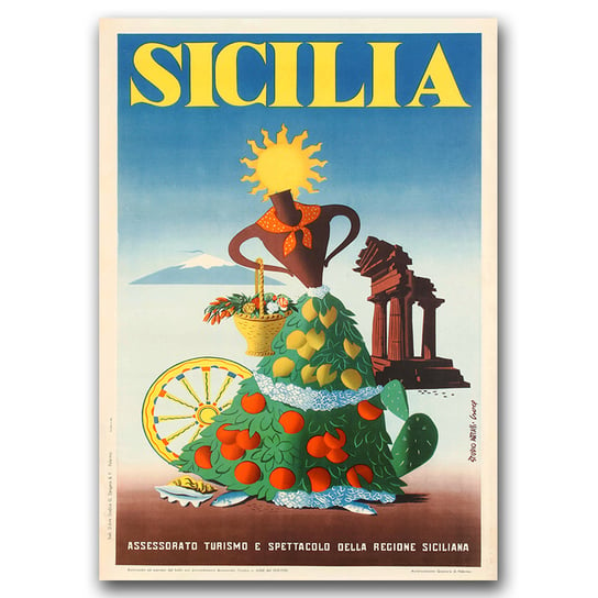 Plakaty w stylu retro Sycylia Włochy A1 60x85 cm Vintageposteria
