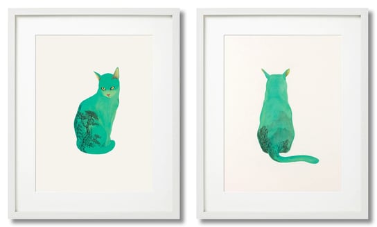 Plakaty Z Kotami, Zielone Koty DEKORAMA