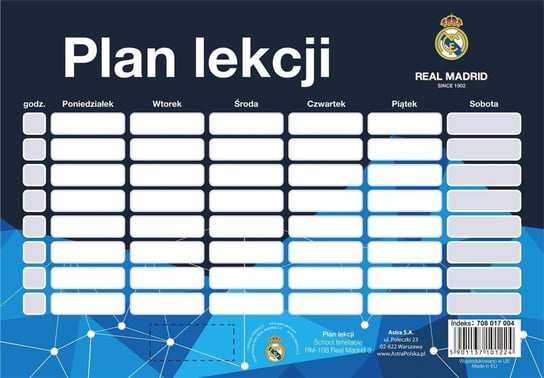 Plan lekcji RM-108 Real Madrid 3 (25szt) ASTRA Astra