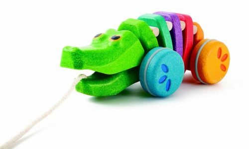 Plan Toys, zabawka do ciągnięcia Tęczowy krokodyl Plan Toys