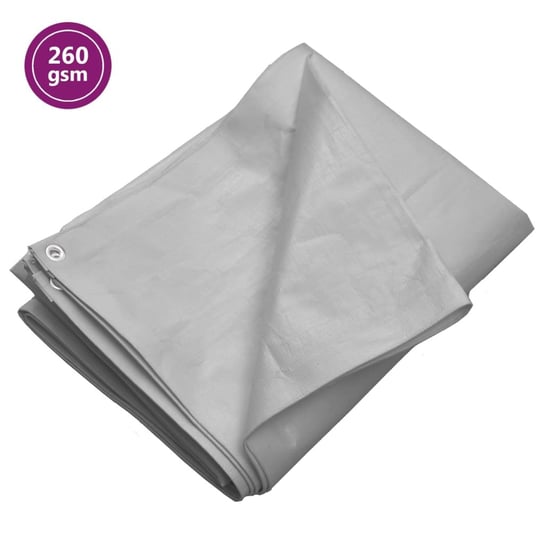 Plandeka, 260 g/m², 8x10 m, szara, HDPE vidaXL