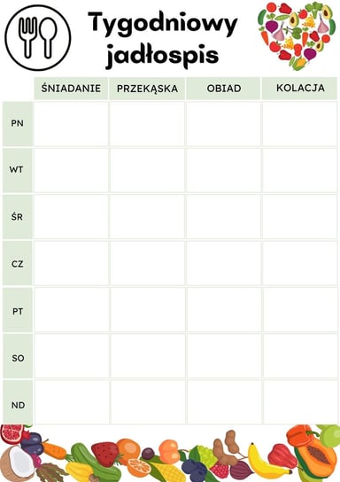 Planer Na Lodówkę Tygodniowy Jadłospis A3 + Marker Inna marka