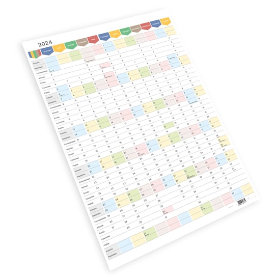 Planer Ścienny Kalendarz 2024 B2 Samoprzylepny Tęcza PremiumAd