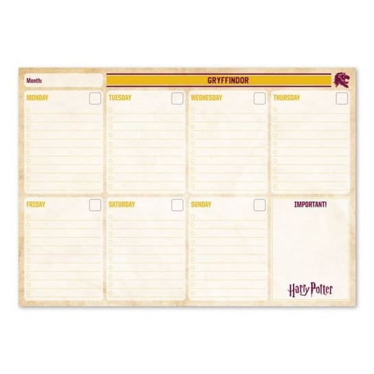 Planer tygodniowy A4 Harry Potter Gryffindor na biurko 29,7x21 cm Grupo Erik