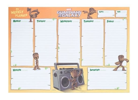 Planer tygodniowy A4 Marvel Groot plan lekcji na biurko 29,7x21 cm Grupo Erik