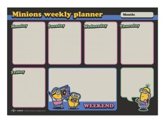 Planer tygodniowy A4 Minionki plan lekcji na biurko 29,7x21 cm Minionki