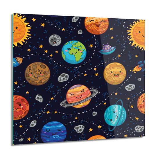 Planety gwiazdy noc obraz na szkle na ścianę, 60x60 cm ArtPrintCave