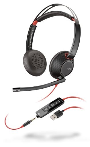 Plantronics (207576-03) POLY Blackwire 5220 Zestaw słuchawkowy Opaska na głowę Złącze 3,5 mm USB Typu-A Czarny, Czerwony Plantronics