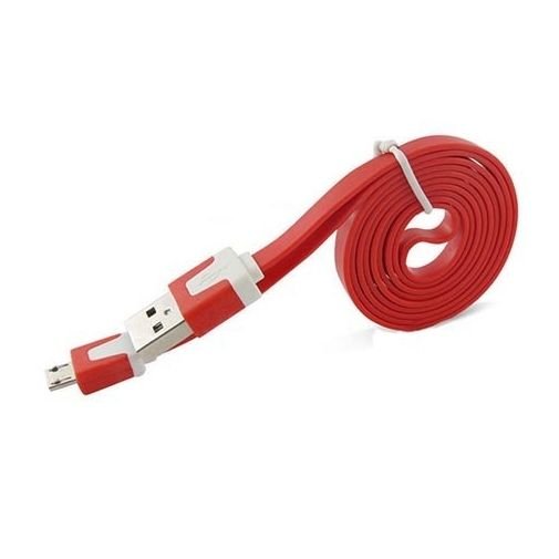 Płaski kabel do ładowania micro USB 1m - Czerwony. EtuiStudio