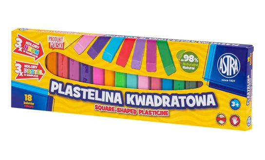 Plastelina Astra Kwadratowa Szkolna 12 Kolorów +3X Neonowe +3X Pastelowe Astra