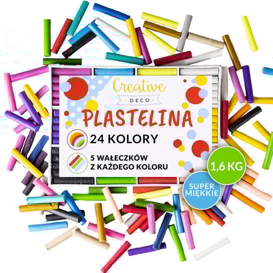 Plastelina duży zestaw dla dzieci 24 kolory do zabawy kreatywnej wyklejania Creative Deco