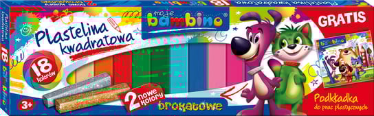 Plastelina kwadratowa 18 kol. MB4 + podkładka do prac plastycznych Bambino