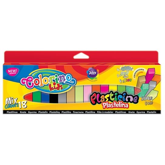 Plastelina kwadratowa, colorino kids, 18 kolorów Patio