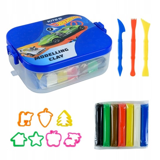 Plastelina neutralny zapach 7 Kolorów z narzędziamy w pudełku szkolna i przedszkolna Dla Dzieci HOT WHEELS Kite KITE