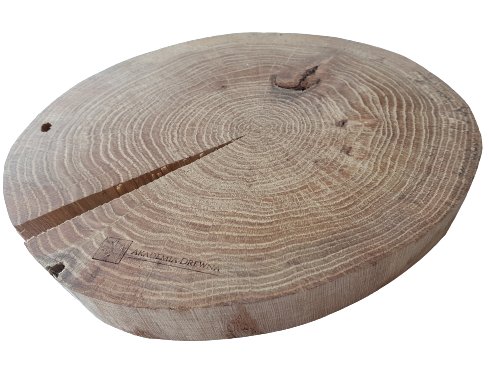 Plaster drewna Dąb bez kory OLEJOWANY szlifowany 20-25 cm / 3 cm z pęknięciem AkademiaDrewna