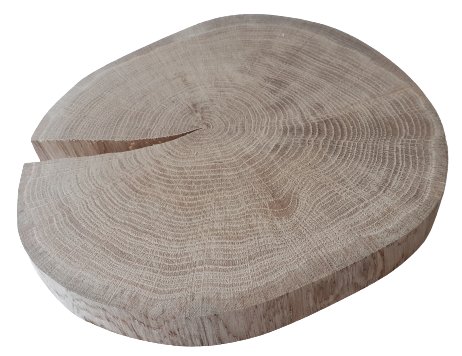 Plaster drewna Dąb BEZ KORY szlifowany 20-25 cm / 3 cm z pęknięciem AkademiaDrewna