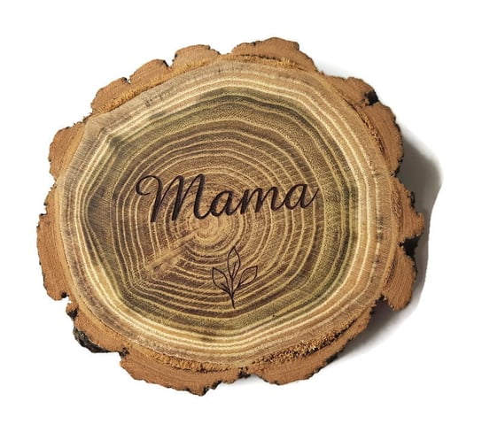 Plaster drewna "Mama" Podstawka pod kubek z grawerem AKACJA AkademiaDrewna