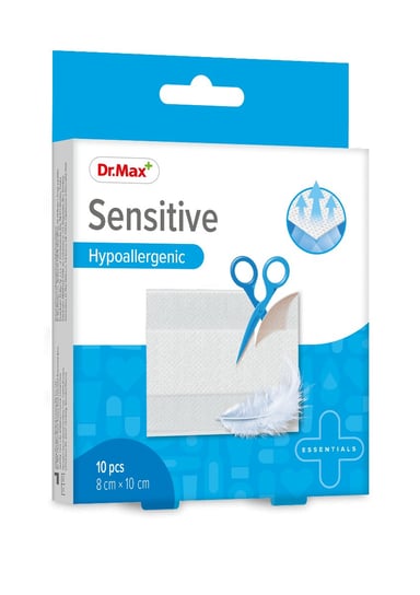 Plasters Sensitive Dr.Max, hipoalergiczne plastry dla osób z wrażliwą skórą, 6 cm x 10 cm, 10 sztuk Dr.Max Pharma