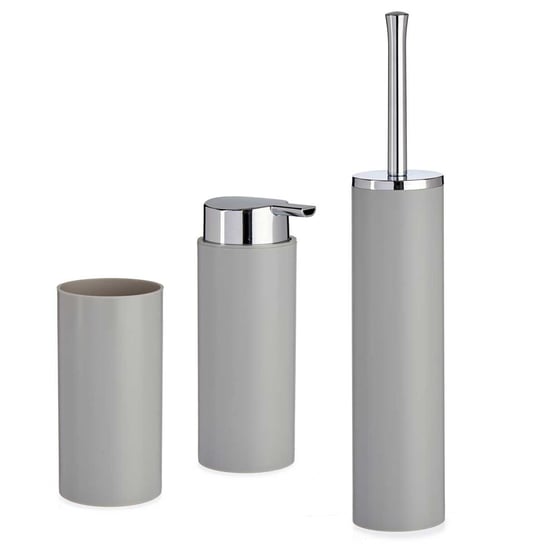 Plastikowe akcesoria do łazienki ze srebrnymi uchwytami, 3 elementy BERILO