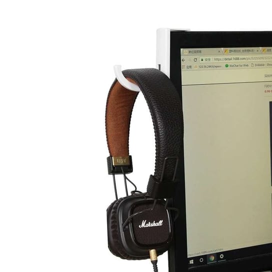 Plastikowy Uchwyt Na Słuchawki Montowany Na Monitor Lub Krawędź Biurka/Stołu Biały Bestphone