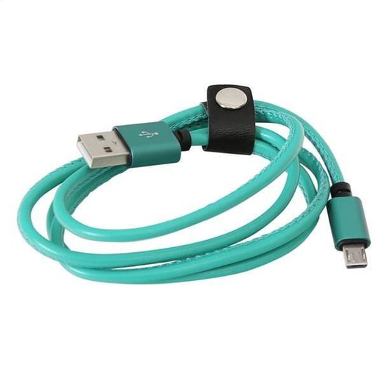 PLATINET HERA MICRO USB TO USB LEATHER CABLE 1M 2,4A GREEN EOL [43294] PLATINET