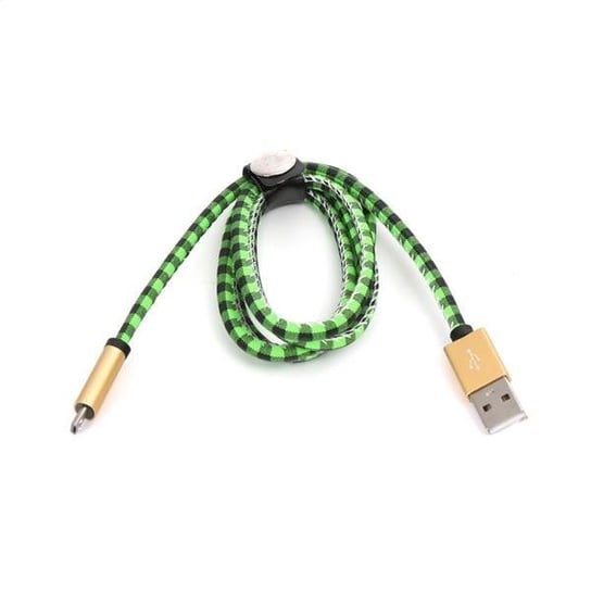 Platinet Mamba Micro Usb To Usb Leather Checked Cable 1M Green Eol [43323] PLATINET