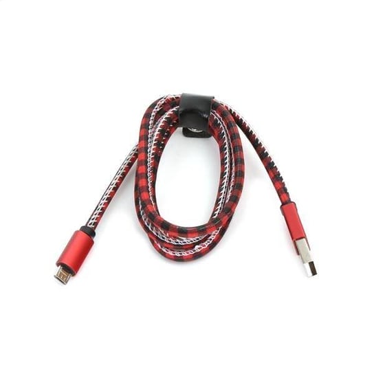 Platinet Mamba Micro Usb To Usb Leather Checked Cable 1M Red Eol [43443] PLATINET