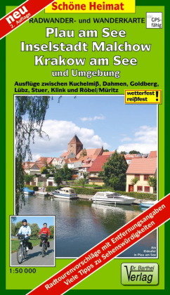 Plau am See, Malchow, Krakow am See und Umgebung Radwander- und Wanderkarte 1 : 50 000 Barthel, Barthel Andreas Verlag