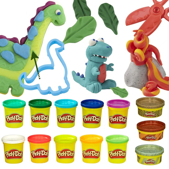 Play-Doh Ciastolina Zestaw Dinozaury 13 Tub + Akcesoria F1202 Play-Doh