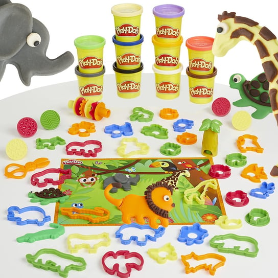 Play-Doh Ciastolina Zestaw Przygoda ze zwierzętami 10 Tub + 45 akcesoriów F4535 Play-Doh