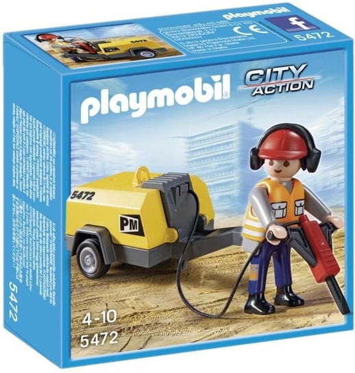 Playmobil City Action, klocki Budowniczy z młotem pneumatycznym, 5472 Playmobil