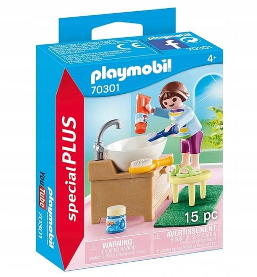 Playmobil, Dziewczynka przy umywalce, łazienka, 70301 Playmobil