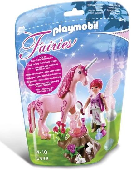 Playmobil Fairies, klocki Wróżka opiekunka z jendnorożcem Różowoczerwony, 5443 Playmobil