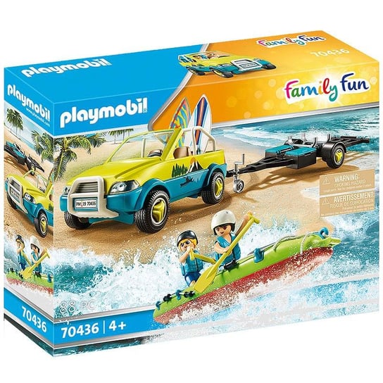 Playmobil, klocki konstrukcyjne Family Fun Auto Z Przyczepką na Kanu, 70436 Playmobil