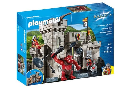 Playmobil, klocki konstrukcyjne Knights Brama Zamkowa rycerze i Troll, 5670 Playmobil