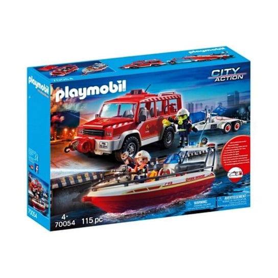Playmobil, klocki Samochód strażacki z łodzią, 70054 Playmobil