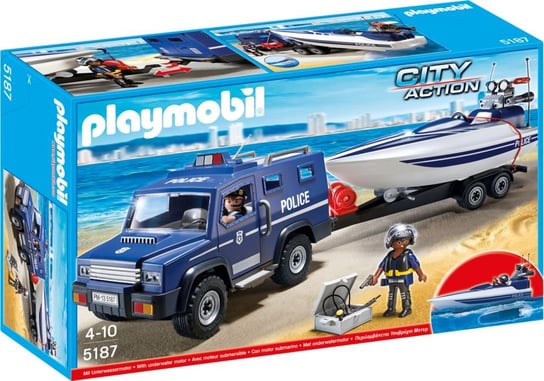 Playmobil Pojazd Terenowy Policji z Motorówką (5187) Playmobil
