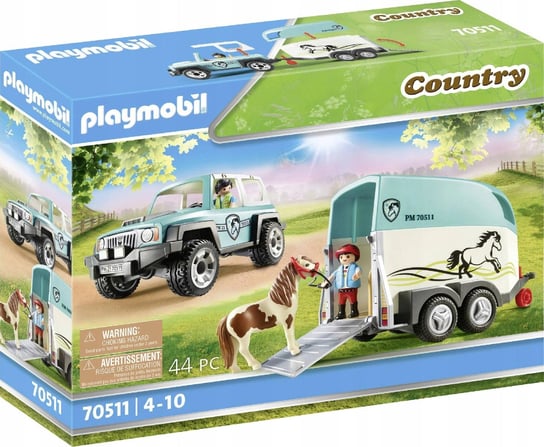 PLAYMOBIL, Samochód z przyczepą dla kucyka, 70511 Playmobil