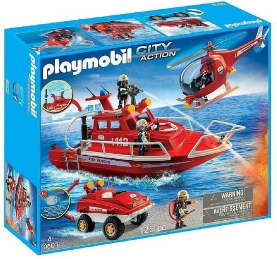 Playmobil, straż pożarna z motorem podwodnym, zestaw Playmobil
