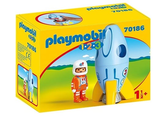 Playmobil, zestaw figurek Astronauta z rakietą, 123 Playmobil