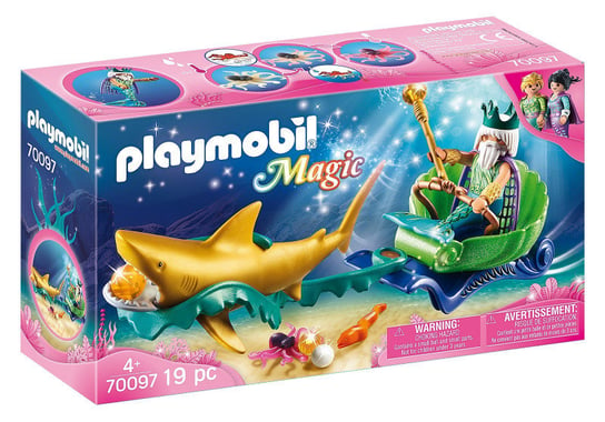 Playmobil, zestaw figurek Król morza w powozie z rekinem 70097 Playmobil